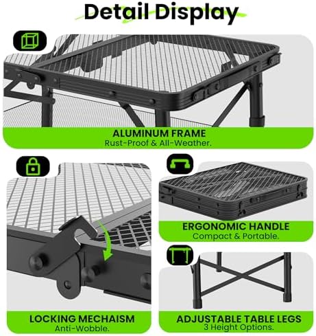 WildFinder Folding Grill Table, 2x1.3 FT Portable Camping Table, Foldable - Image 6