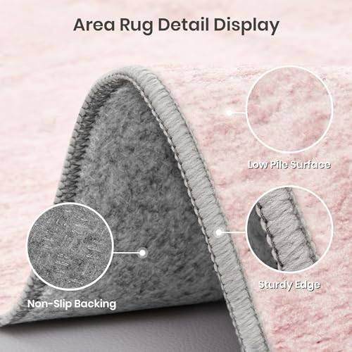 Valenrug 6x9 Area Rugs, Large Washable Rugs for Living Room, Light Pink - Image 6