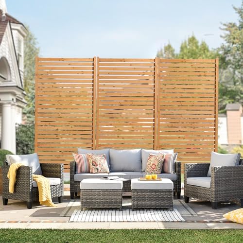 VEVOR Wooden Privacy Screen, 36" W x 73" H Outdoor Privacy Screen, Freestanding Wood Privacy Panel with Stand, Decorative Patio Privacy Screen, Outdoor Divider for Balcony Patio Lawn Garden by VEVOR