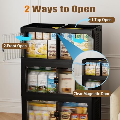 SAILUN 579Qt Stackable Storage Bins,Storage Cabinet with a Lid,3 Pack Black - Image 3