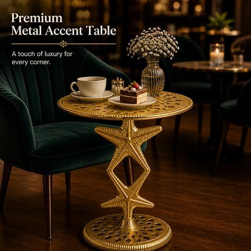 End Table Gold Star Round Metal End Table, 15x19 - Image 6