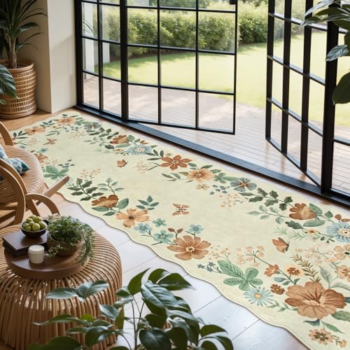 Lahome Floral Washable Runner Rug, 2'6''x8' Soft Hallway Rug Non Slip - Image 2