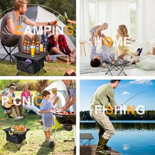 Foldable Camping Side Table, Ultralight Small Beach Aluminum, Portable Outdoor Table with Carry Bag and Storage for Picnic, Grill, Hiking, Fishing, Sand, Camping, Black - Image 6