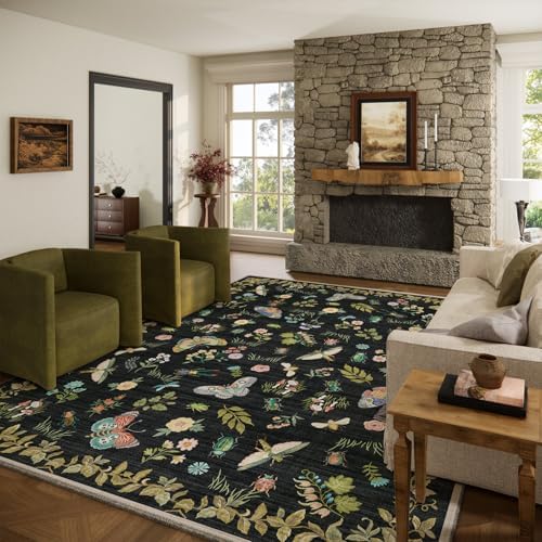 Washable Area Rug for Living Room: 8x10 Area Rugs Vintage Rugs Stain Resistant Non Slip Low Pile Lightweight Soft Carpet for Bedroom Kitchen Dining Room Nursery Kids Room Farmhouse Home Office by palohom