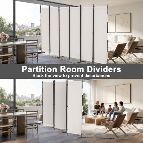 6 Panel Room Divider,6ft Folding Screen Portable Wall Partition Room Divider with 4 Metal Feet,Privacy Screen Indoor Doubles as a Cubicle Wall,Suitable for Bedroom Dressing Room Office - Image 4