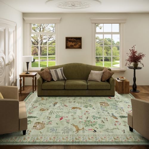 5x7 Area Rugs for Living Room: Washable Rug for Bedroom Vintage Rugs Stain Resistant Non Slip Low Pile Soft Lightweight Indoor Carpet for Kitchen Dining Room Nursery Kids Room Farmhouse by palohom
