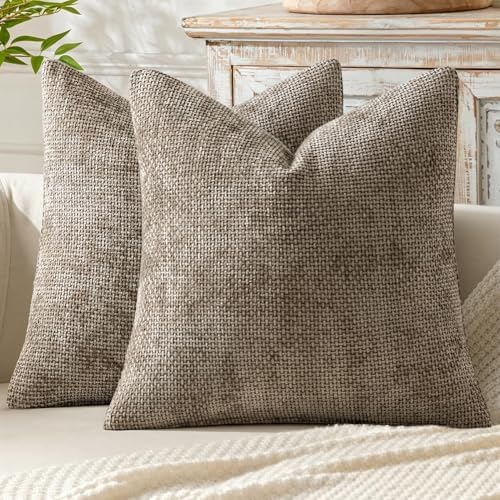 MIULEE Decorative Couch Throw Pillow Covers 18x18 Inch Neutral Khaki 2 Pack by MIULEE