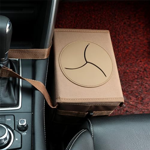 AOKJOY Car Garbage can with lid Leak Proof Vehicle Trash Can 3 Storage Pockets Hanging Waterproof car Trash Bag for SUV Brown - Image 6