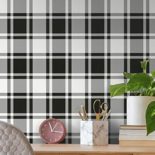 Guvana 17.7"x118" Black and White Trellis Contact Paper Peel and Stick Wallpaper Removable Contact Paper Self-Adhesive Waterproof Wallpaper for Wall Cabinets Shelves Drawer Liner Decorative by Guvana
