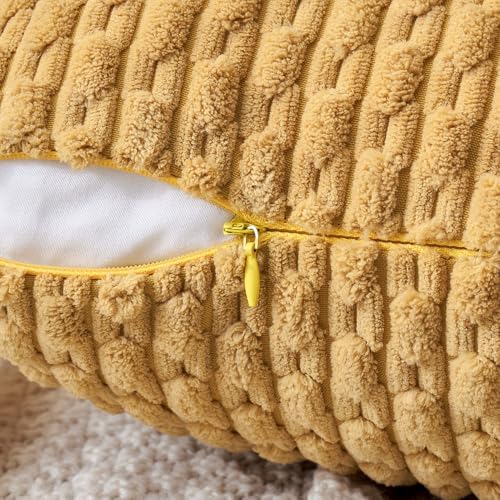 MIULEE Decorative Throw Pillow Covers 20x20 Gold Textured Corduroy - Image 3