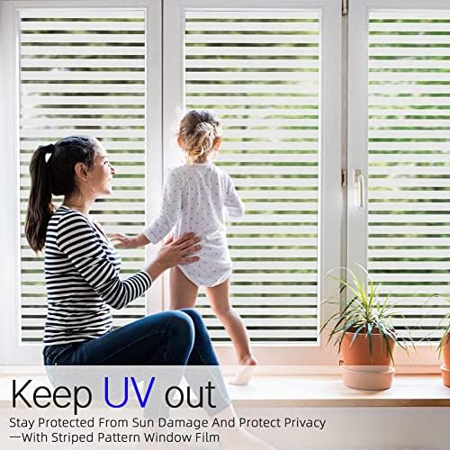 Qualsen Window Privacy Film Frosted Stripe Window Film, 47.2'' x 78.7'' - Image 3