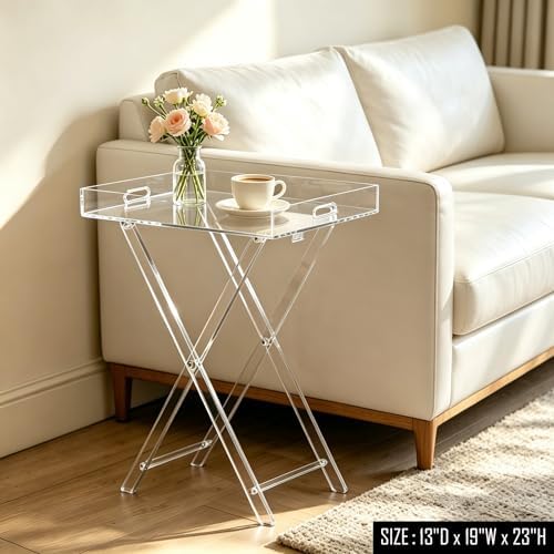 Clear Acrylic Folding Tray Side Table, Lucite Small End Table - Image 3