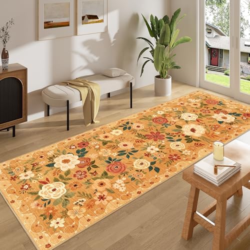 DUKINO 3x8 Kitchen Runner Rug, Washable Rug for Hallway Non Slip, Orange - Image 3
