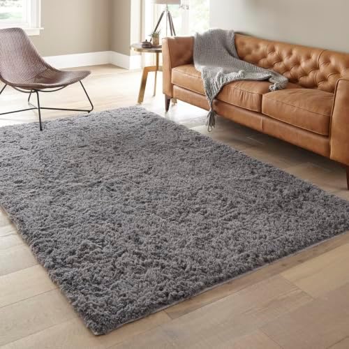 Ophanie Rugs for Living Room, Upgrade Non-Slip Fluffy Soft 5x8 Area Rug, Shag Large Fuzzy Plush Carpets for Bedroom Deep Grey, Shaggy Gray Kids Boys Girls Dorm Decor with Over 99 pcs Pile fibers - Image 5