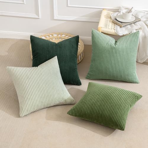 MIULEE Soft Corduroy Decorative Throw Pillow Covers Forest Green 18x18 - Image 3