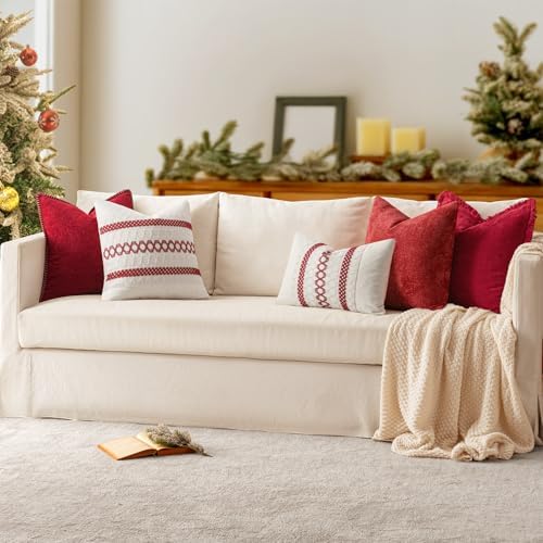 MIULEE Decorative Couch Throw Pillow Covers 16x16 Inch Red 2 Pack - Image 6