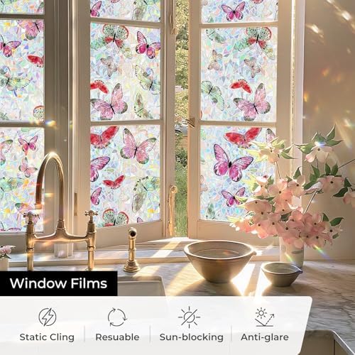 ADD.HERES Rainbow Window Privacy Film, Stained Glass Cling, 17.5" x 78.7" - Image 4