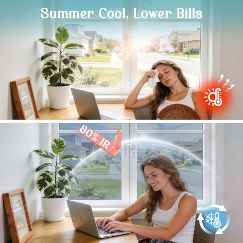 Haton Window Tint for Home, One Way Film, Silver 23.6" x 118.1" - Image 2