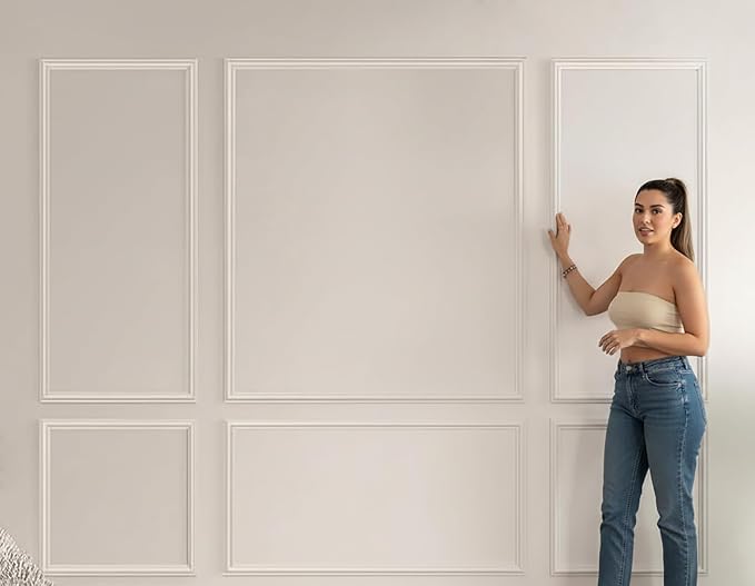 Pre-Cut Peel and Stick Wall Molding Kit Wainscoting Trim- Self Adhesive Premade Accent Panel Chair Rail for Interior Moulding Home Decor Accent Wall Set of 6 pcs - 3 Top 3 Bottom, Ready to Assemble - Image 7
