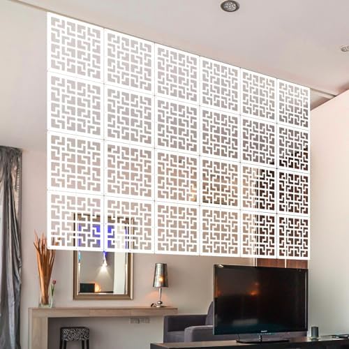 ANMINY Hanging Room Divider Panels, 24 PCS White by ANMINY