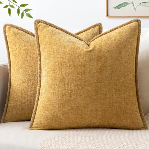 MIULEE Decorative Couch Throw Pillow Covers 20x20 Inch Gold 2 Pack by MIULEE