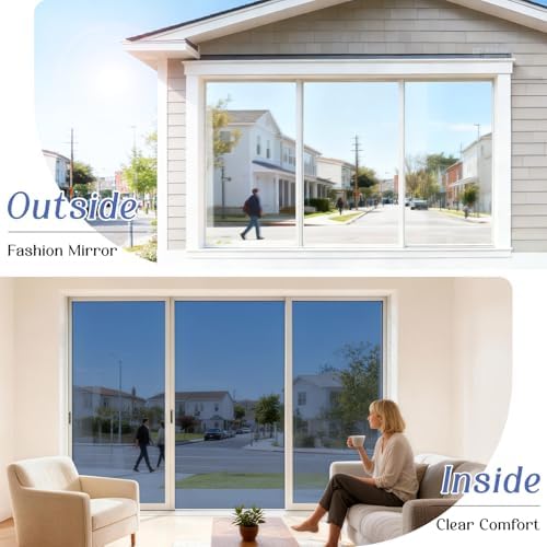 Haton One Way Window Tint for Home with Tools, Blue-Silver 35.4" x 78.7" - Image 2