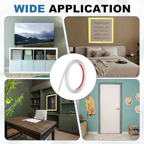 uxcell Beige Peel and Stick Molding Trim, 0.4 Inch x 9.8 ft Self-Adhesive Mirror Tape, Flexible PVC Border Strip for Wall Decoration Tile Edge Ceiling Floor Frame Furniture Decoration - Image 7