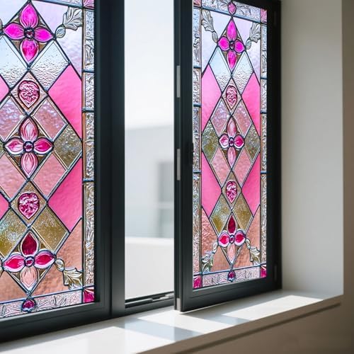 IVN Stained Glass Window Film Rose Floral 17.7x39.3 in Window Privacy Film - Image 7