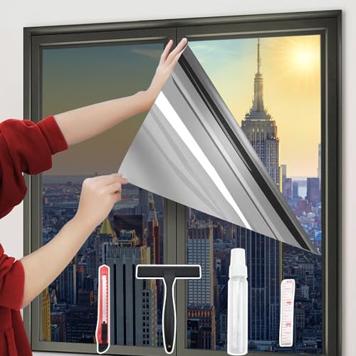 One-Way Window Privacy Film with Tools,Black-Silver 31.49"x196.9" by HeiWinner