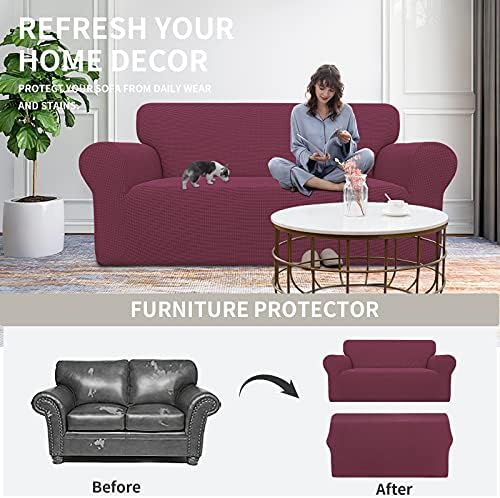 Easy-Going Stretch Oversized Loveseat Couch Covers Washable ASH Rose - Image 4