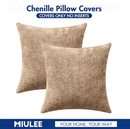 MIULEE Decorative Couch Throw Pillow Covers 18x18 Inch Khaki Camel 2 Pack - Image 7
