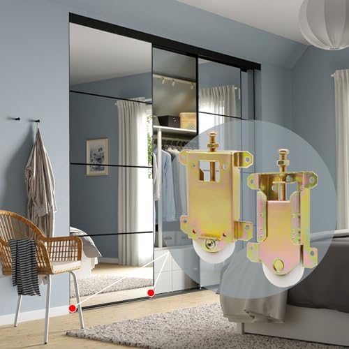 Sliding Mirror Closet Door Rollers Replacement Hardware Fits Contractors Part #W8020C Wardrobe Doors Wheels, 2-5/16" Vertical H.C., 1-1/2" Nylon Concaved Ball Bearing Wheel, 4 Pack - Image 3