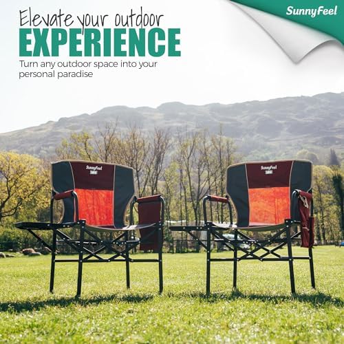SUNNYFEEL Oversized Camping Chair Portable Directors Chairs with Side Table - Image 4