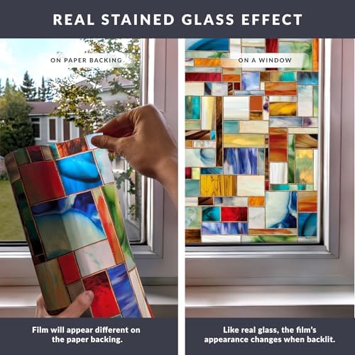 Montage Window Privacy Film by Artscape - Decorative Stained Glass Design, Static Cling, Two-Way Privacy, Reduces Glare, Renter Friendly, Made in USA - 24 x 36 Inch - Image 5