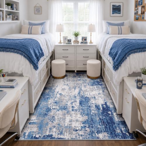 RELEANY Washable 4'x6' Abstract Area Rug for Living Room Blue Gray by RELEANY