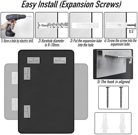 30x20 Bathroom Mirror Rect Wall Mounted Aluminum Metal Frame Black - Image 6