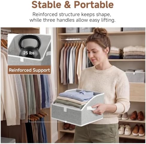 StorageWorks Closet Storage Bins Trapezoid, 3-Pack, Small, Gray - Image 4