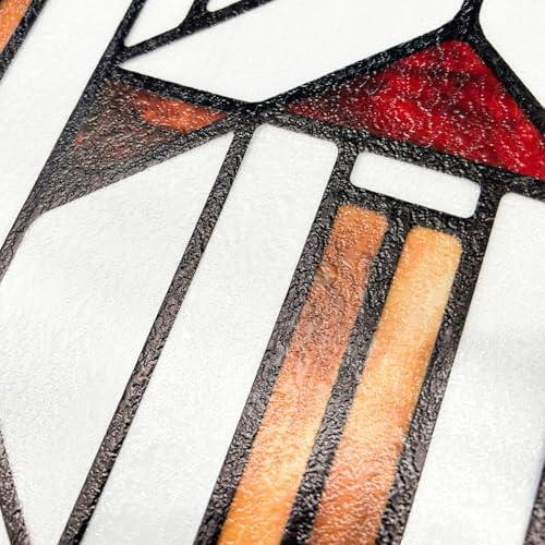 Faux Stained Glass Window Film, Decorative Window Privacy Film for Glass Decor, Static Cling Inspired by Frank Lloyd Wright, 22.83" x35.43" Hollyhock House, Boho - Image 7