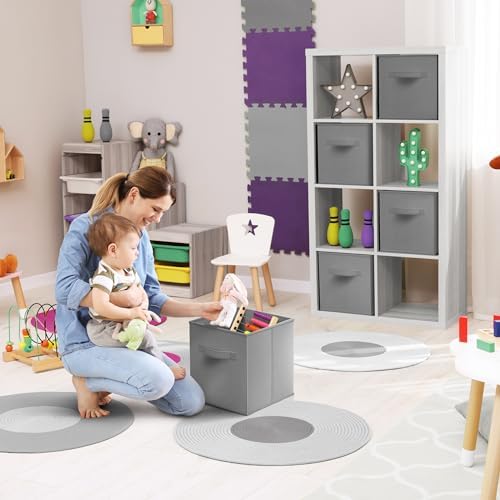 Sorbus Fabric Storage Cubes, 8 Pack, with Handles (13 Inch, Gray) - Image 3