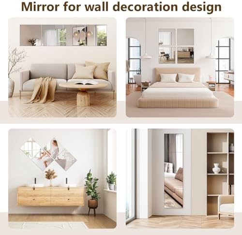 Shiftshade Mirror Wall Full Length,12X14 Inch Unbreakable Mirror Tiles for Bedroom Home Gym Door, Acrylic Mirror Full Body Shatterproof Mirror Stickers for Walls,Mirror Sheets (4pcs) - Image 7
