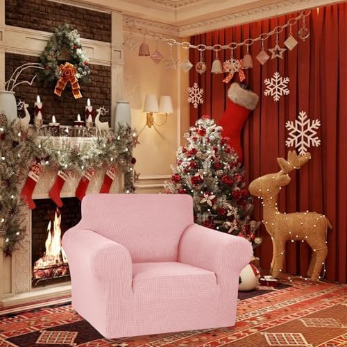 KEKUOU Stretch Chair Sofa Slipcover, Single Couch Cover,Dusty Pink - Image 2