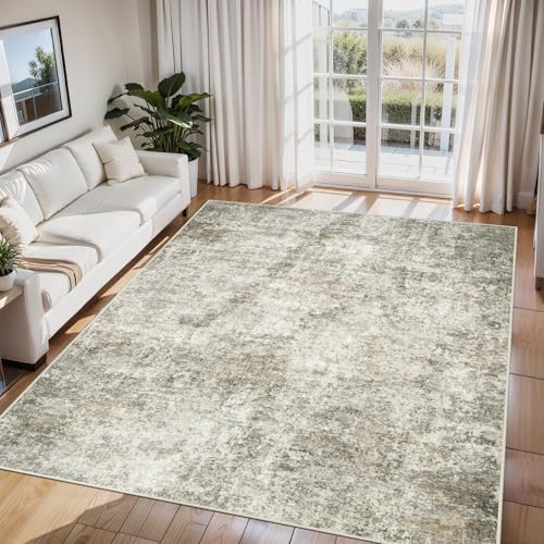 6x9 Area Rugs for Living Room Washable Bedroom Dining Room Beige Brown by Aelenmu