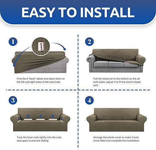 KEKUOU Stretch Oversized Couch Covers for Sofa Slipcover,Khaki - Image 5