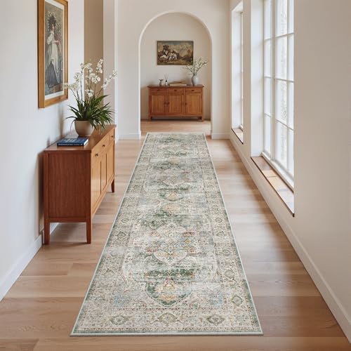 Madane Hallway Runner Rug 2x8 Washable Kitchen Rugs Non-Slip, Green - Image 3