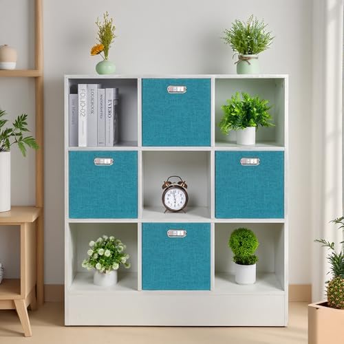 Posprica Collapsible Storage Bins,13×13 Foldable Storage Cube Boxes Fabric Drawer Fabric Storage Bins Vinyl Record Cubby Cubes with Handles for Bookcase, Closet, Shelf, Cabinet, 4 Pack - Image 6