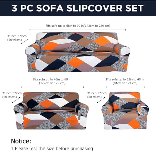 Peryiter 3 Pcs Couch and Loveseat Sofa Covers,Gray Dm,Milk Silk - Image 2