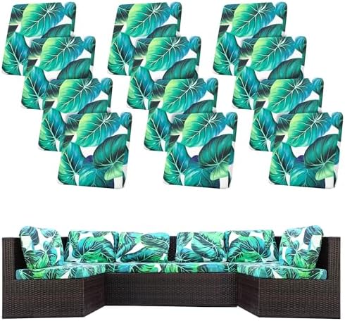 12 Pcs Outdoor Cushion Covers, Patio Sofa Cushion Covers Replacement by BIETYONE