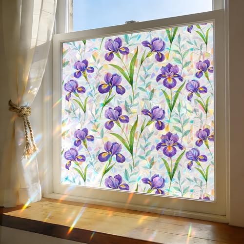 Rainbow Stained Glass Window Privacy Film,Anti-UV Heat Blocking Save Energy by Gookiky