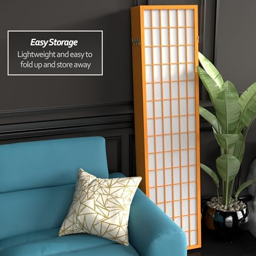 Red Lantern 6 ft. Tall Window Pane Shoji Screen - Honey - 8 Panels - Image 6