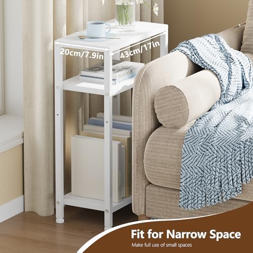 Heybly Small Narrow Side Table for Small Space, Thin Bedside TableHET006WT1 - Image 3